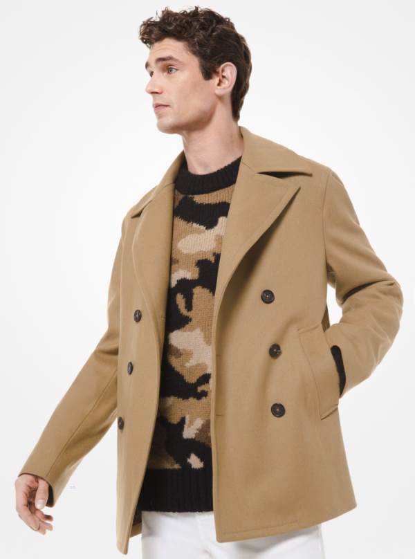 Panske Kabáty Michael Kors Wool-Blend Pea Hnede - Oblecenie Michael Kors Levně | MCXSA-2541